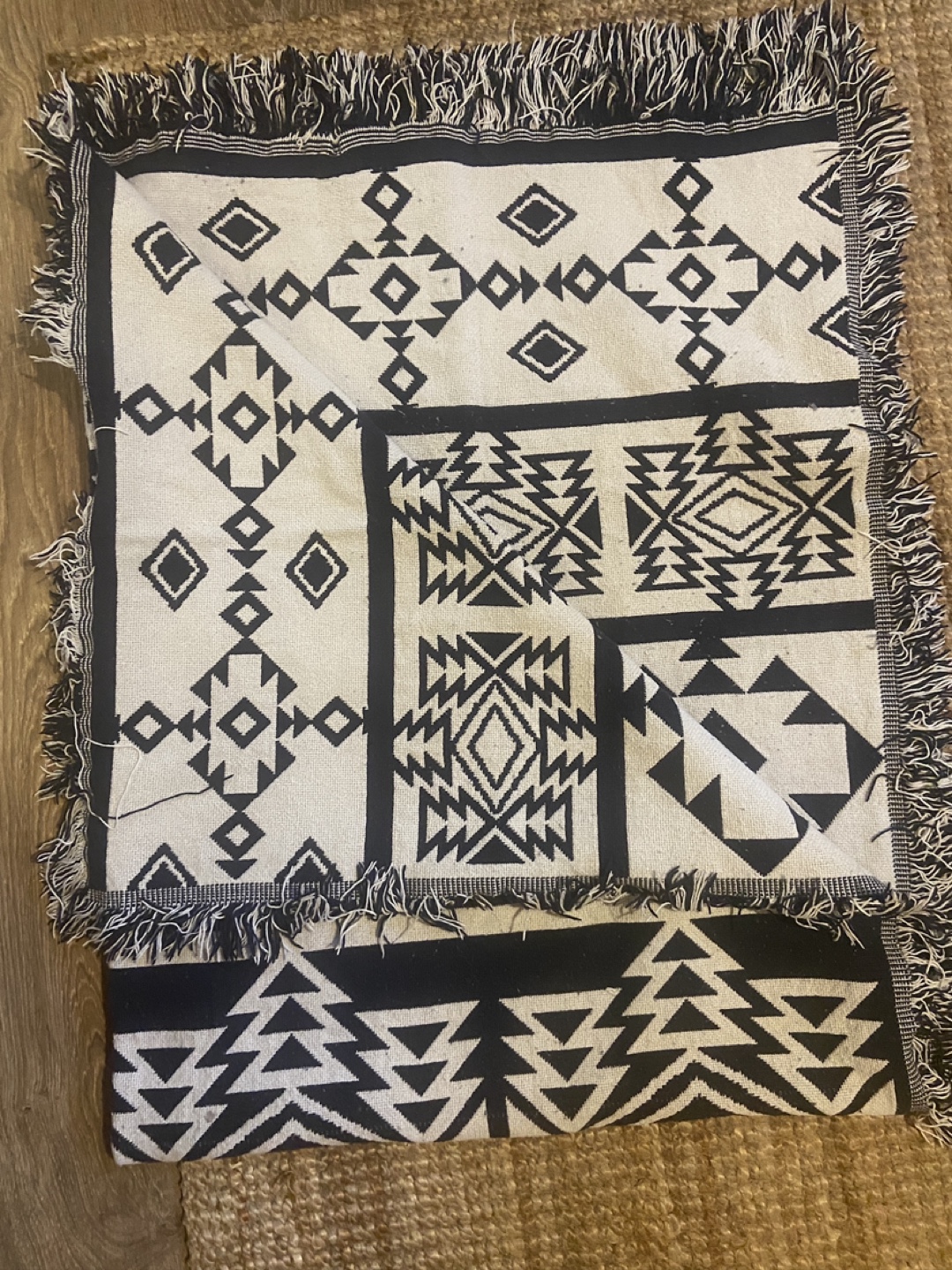 Navy and White Woven Throw Blanket - photo 2