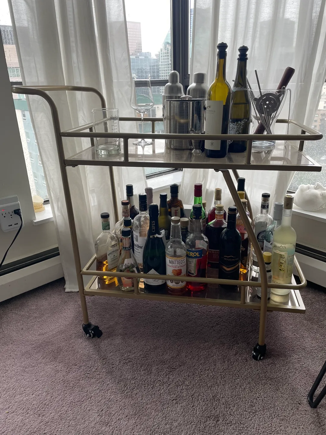 Gold Bar Cart Serving Cart thumbnail