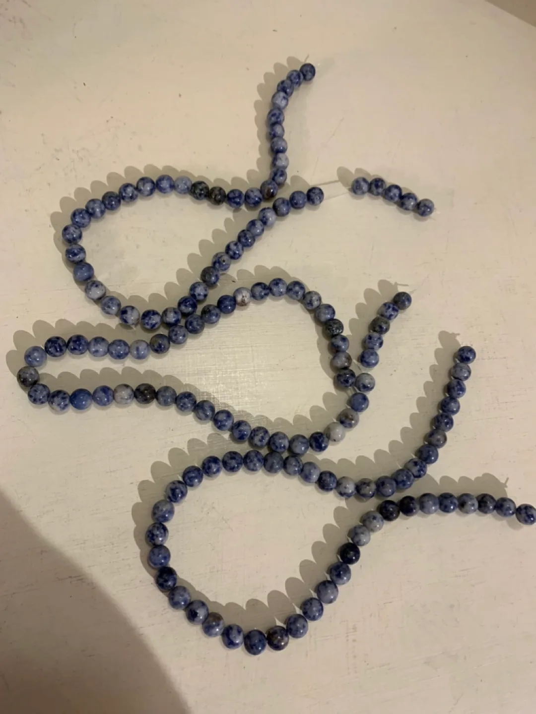 3 Strands 8mm Blue Dot Gemstone Beads thumbnail