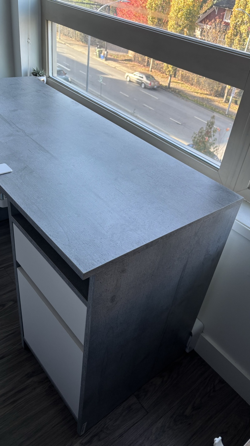 Grey Computer Desk with Drawer and Keyboard Tray - photo 3