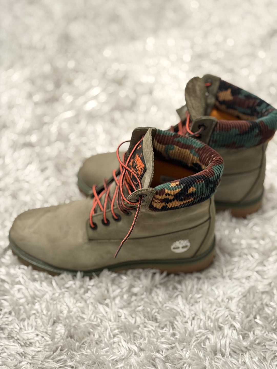 Timberland Green Camo Boots size 8