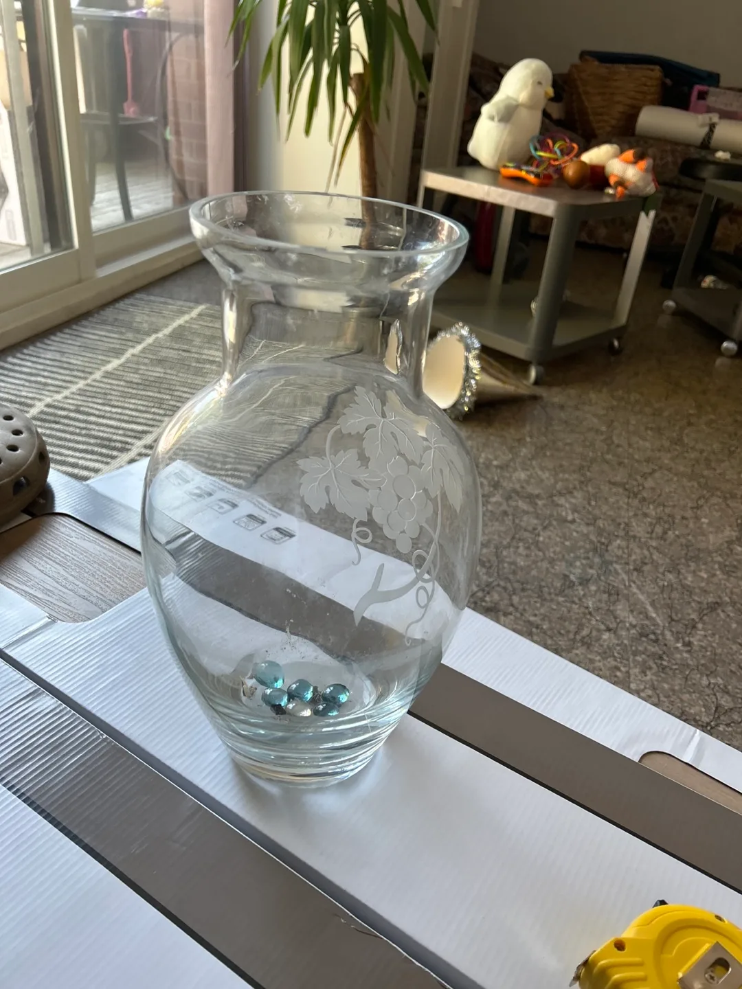 Glass Vase with Etched Grape Design#freecycle thumbnail