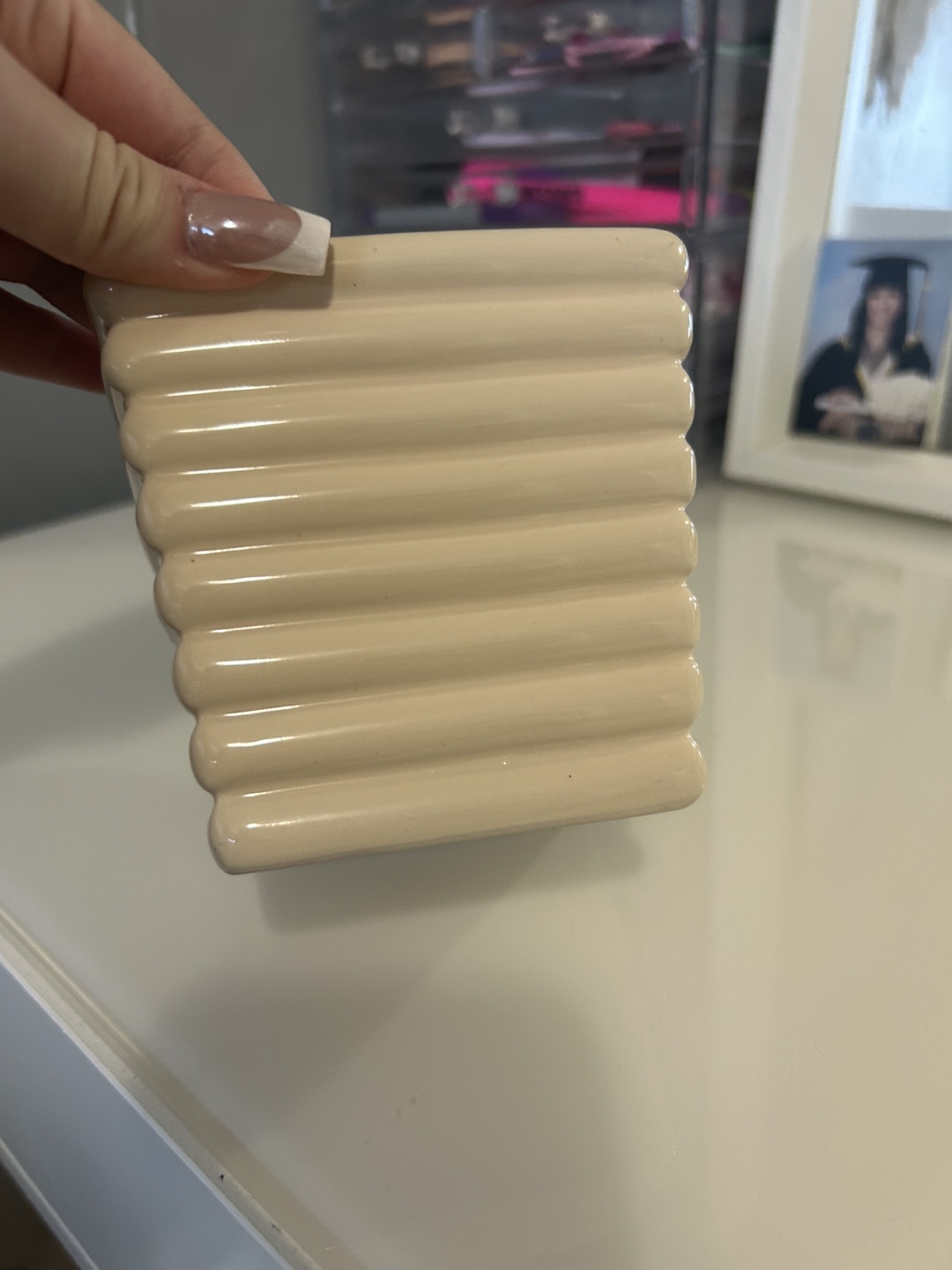 Small Cream Square Planter - photo 2