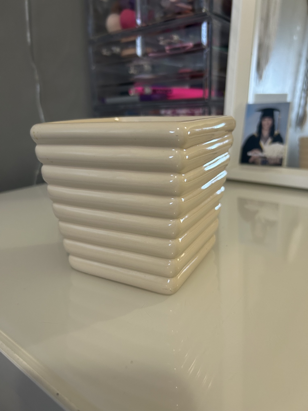 Small Cream Square Planter