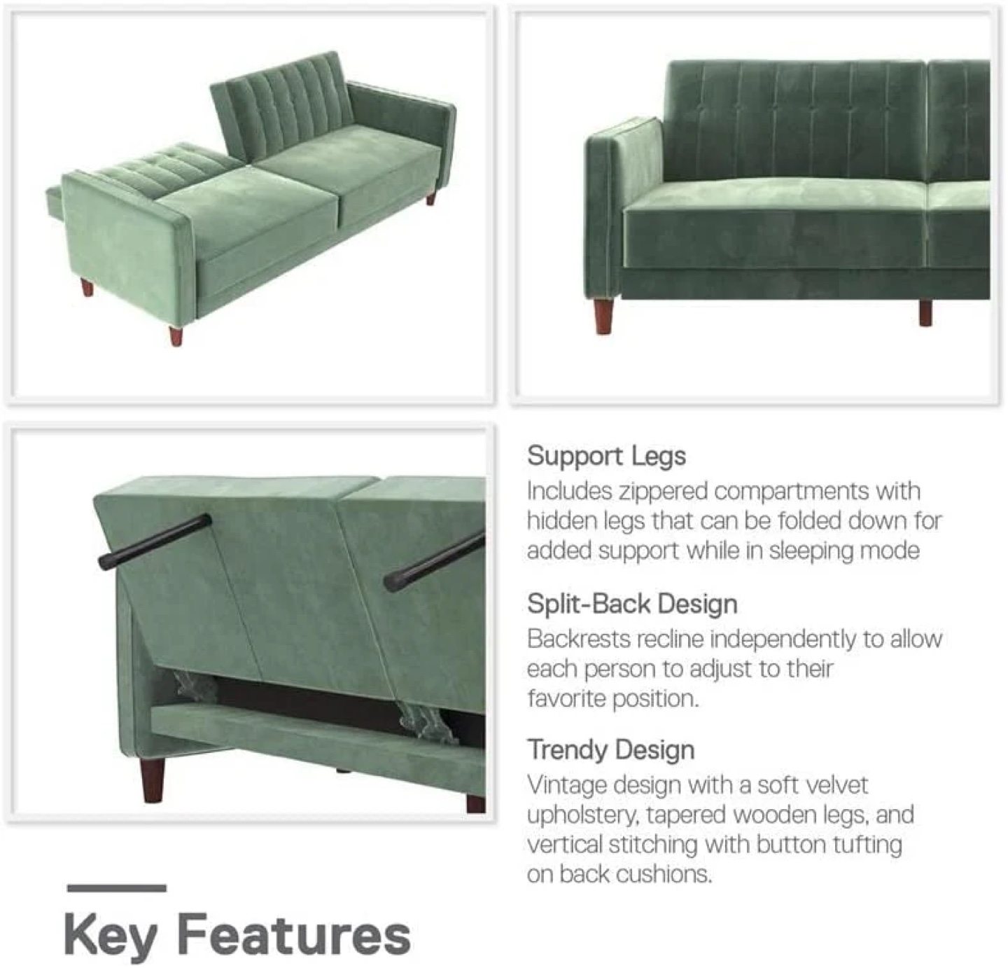 Green Couch / Futon / Sofa Bed - photo 4
