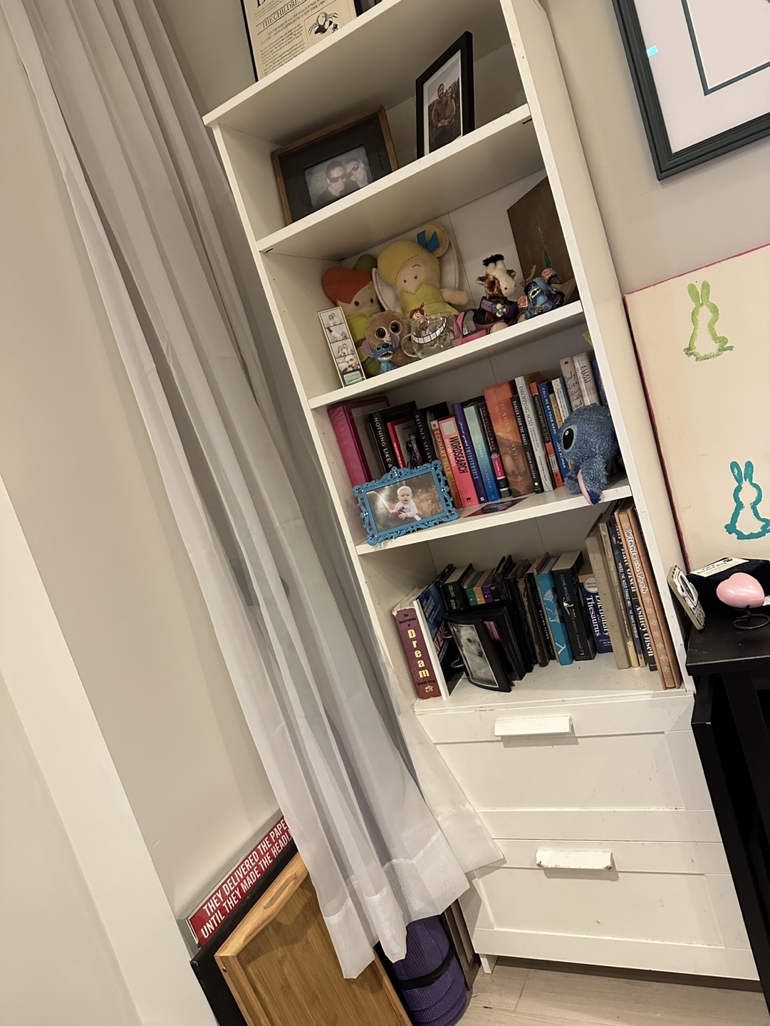 White Bookshelf with Two Drawers