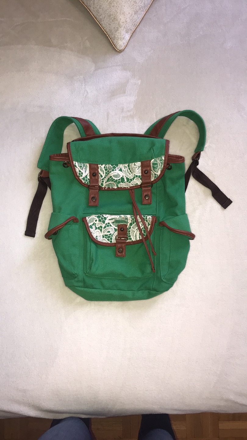 Green Backpack with Lace Detail - photo 5