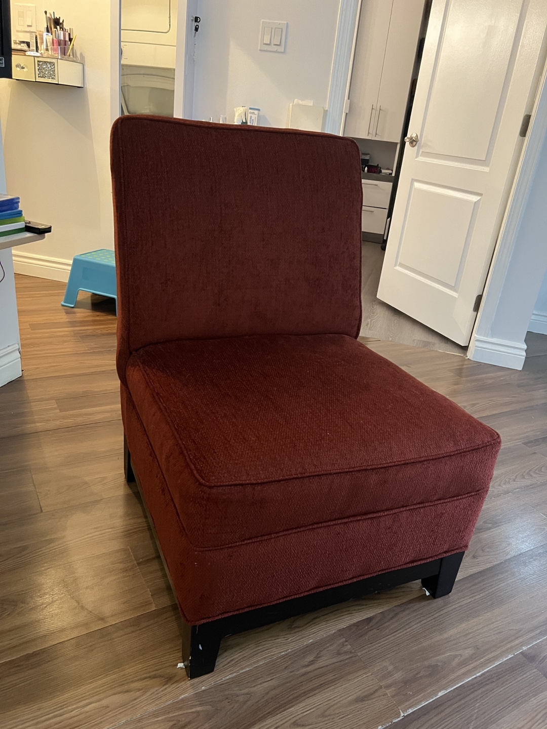 Red Upholstered Ottoman