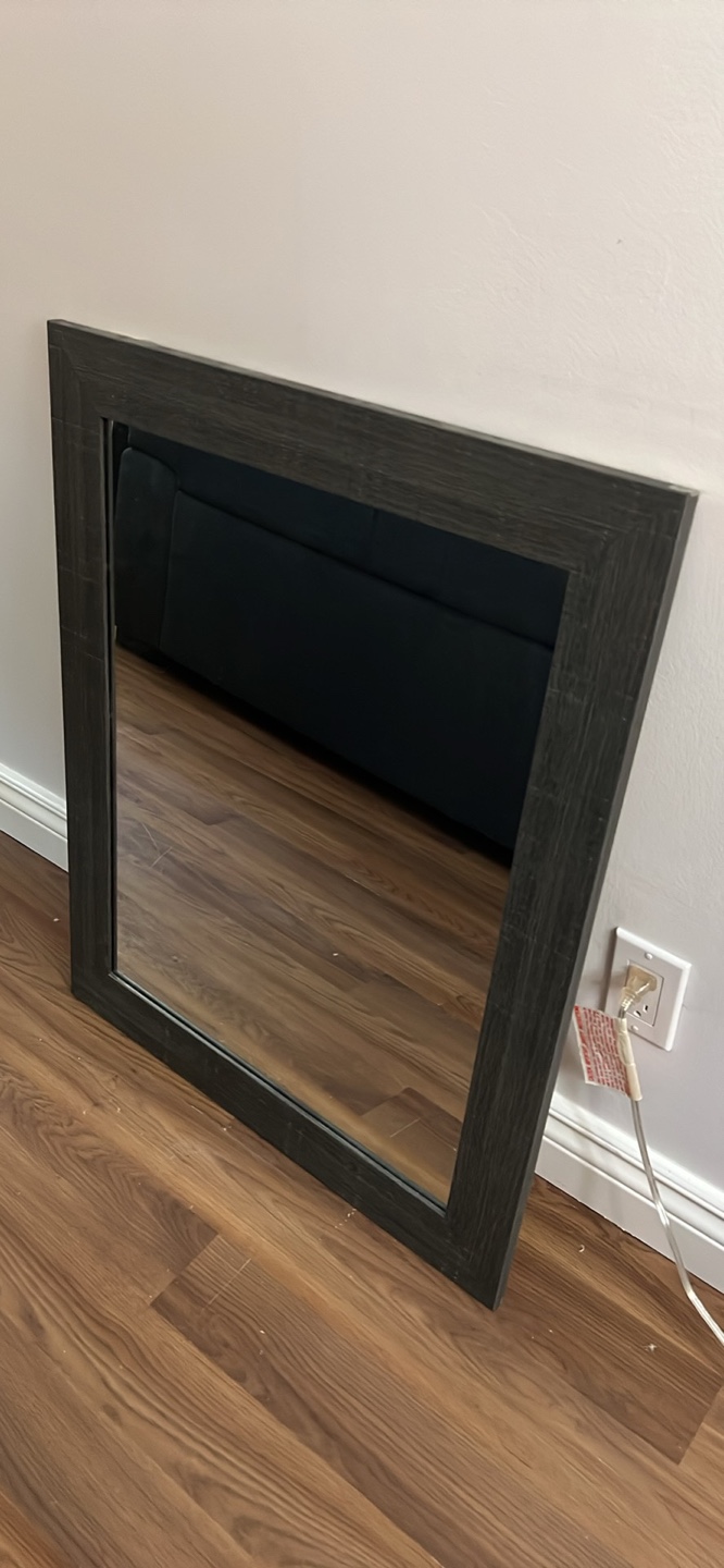 Large Grey Framed Mirror