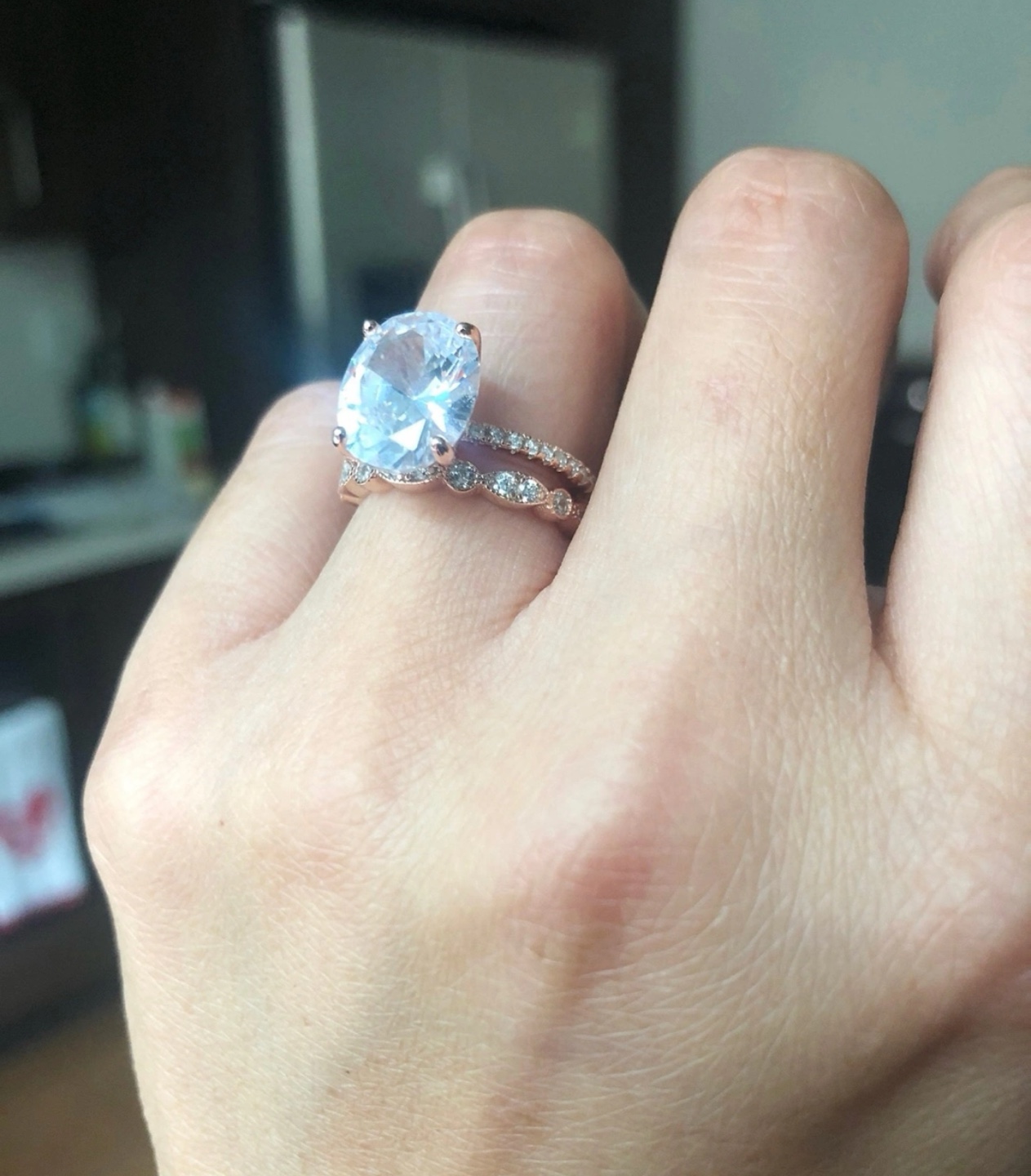 CZ!! Oval Cut Cubic Zirconia Engagement Ring 💍 Set