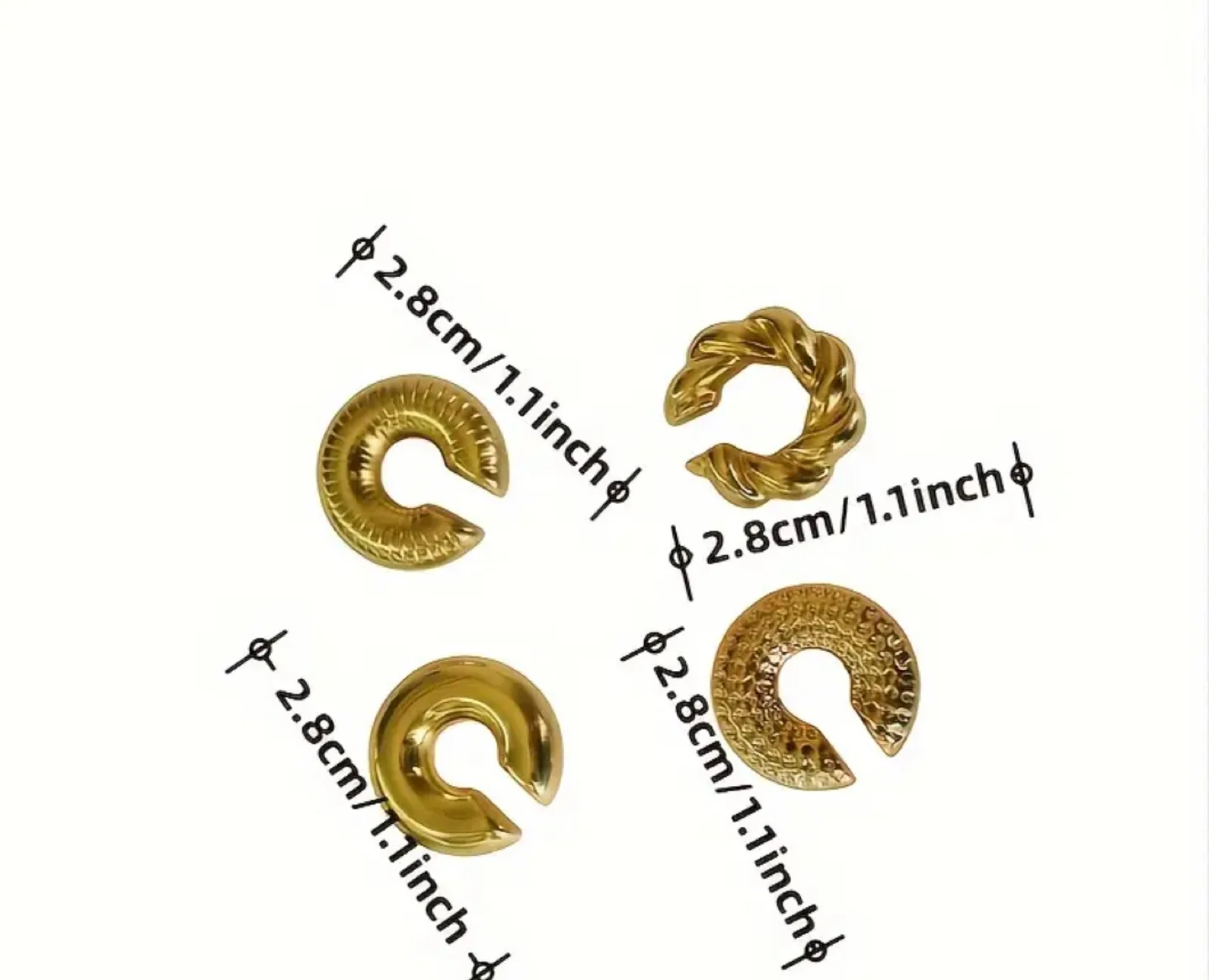 4pcs Set of Bold C-Shaped Spiral Hollow Ear Clips image indicator(4)