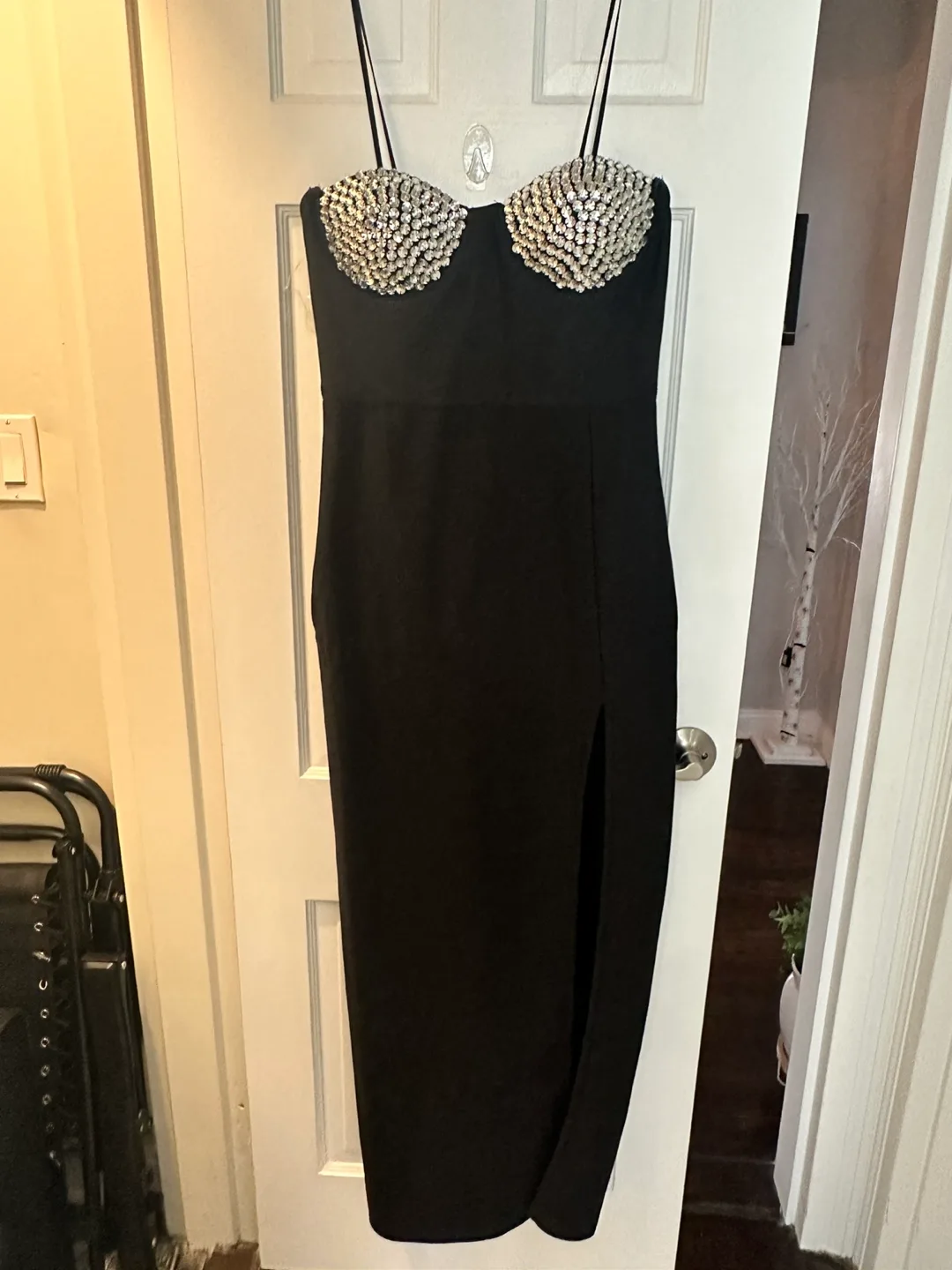 Black Rhinestone Strapless Dress thumbnail