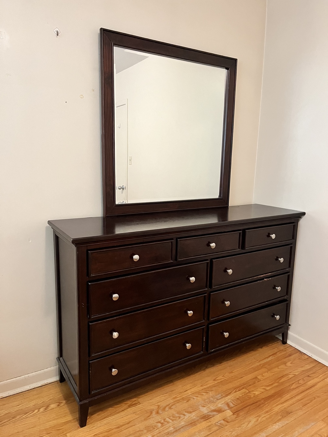 Dark Wood Dresser with Mirror