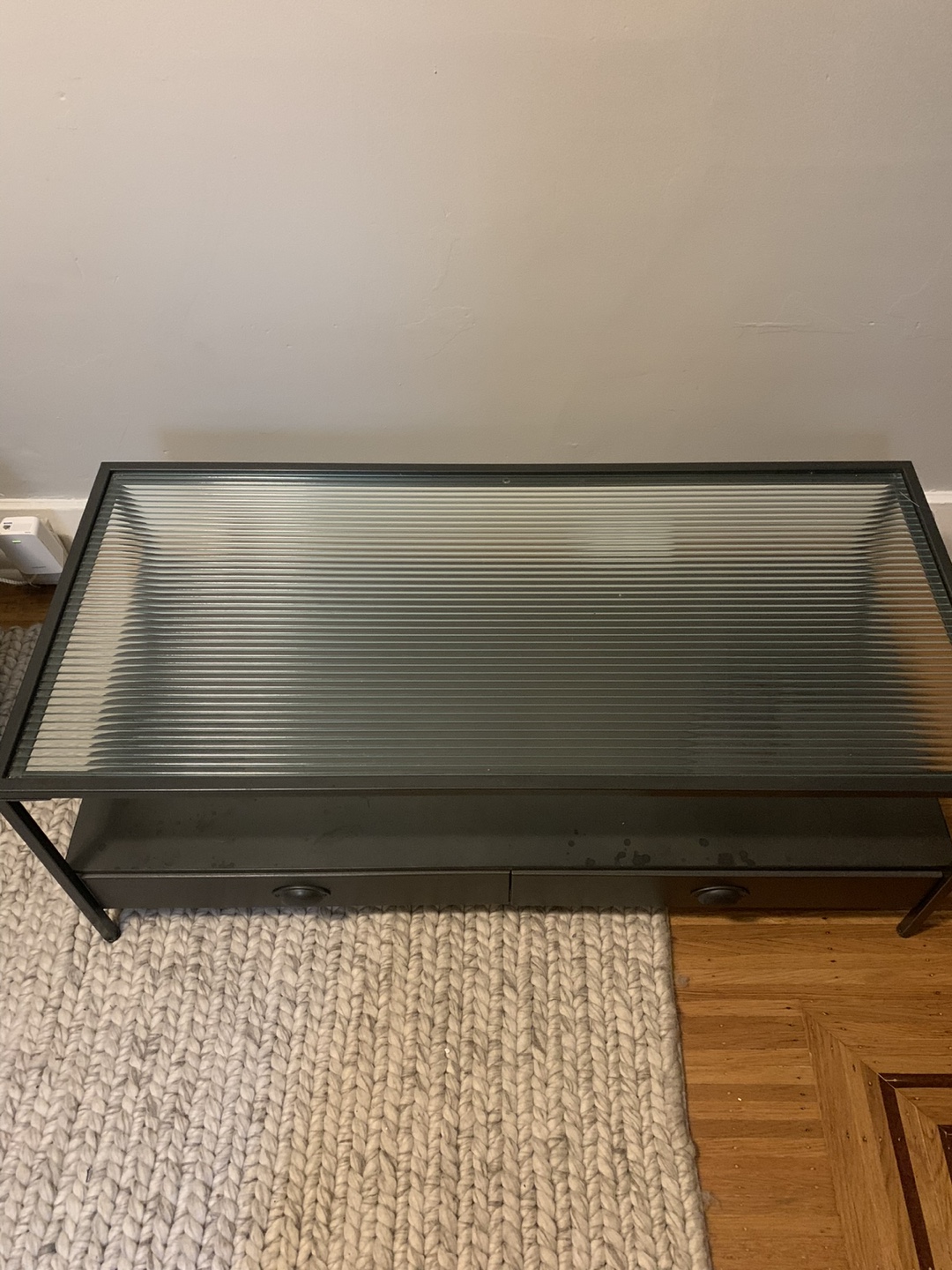 Glass Top Coffee Table with Two Drawers