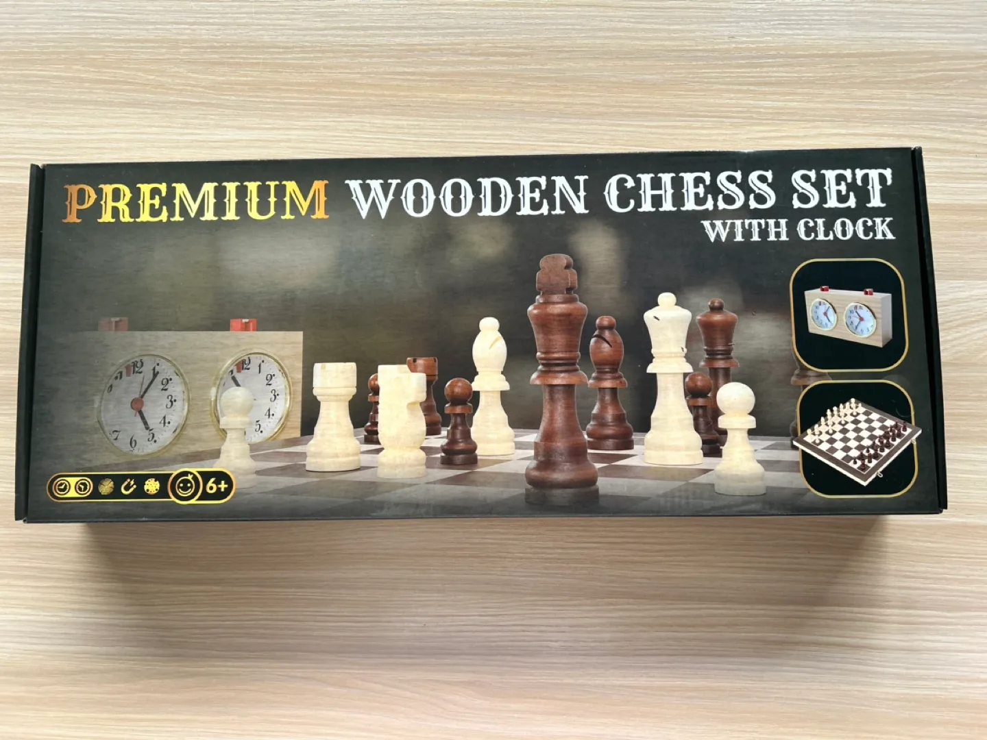 Premium Wooden Chess Set with Clock thumbnail