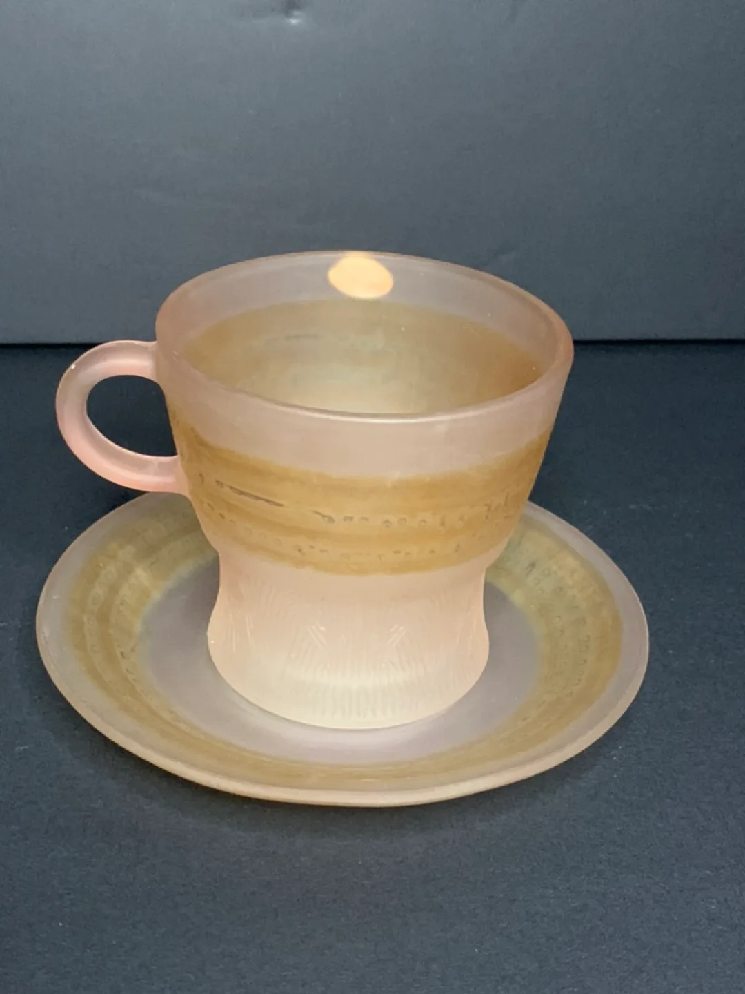Hand Painted Frosted Glass Teacup thumbnail