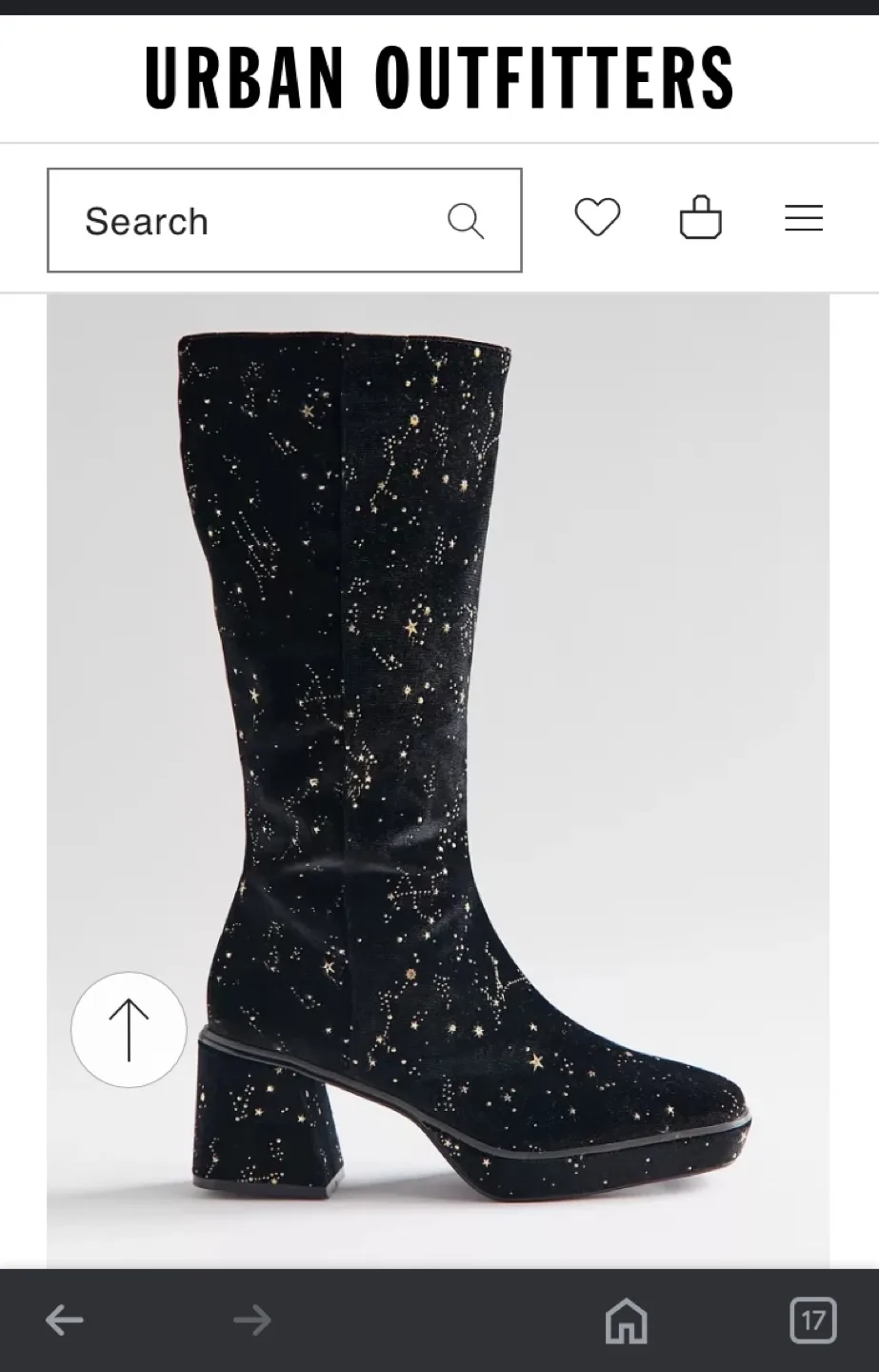 Urban Outfitters Black Velvet Constellation Boots thumbnail