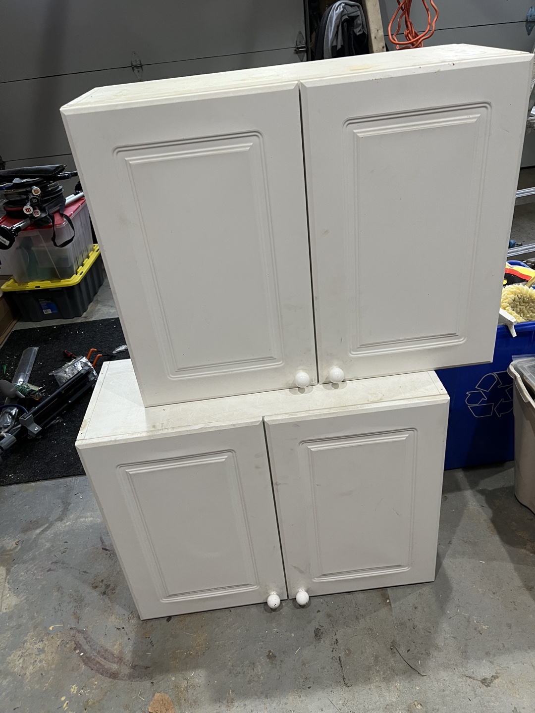 2 White Kitchen/Garage Cabinets