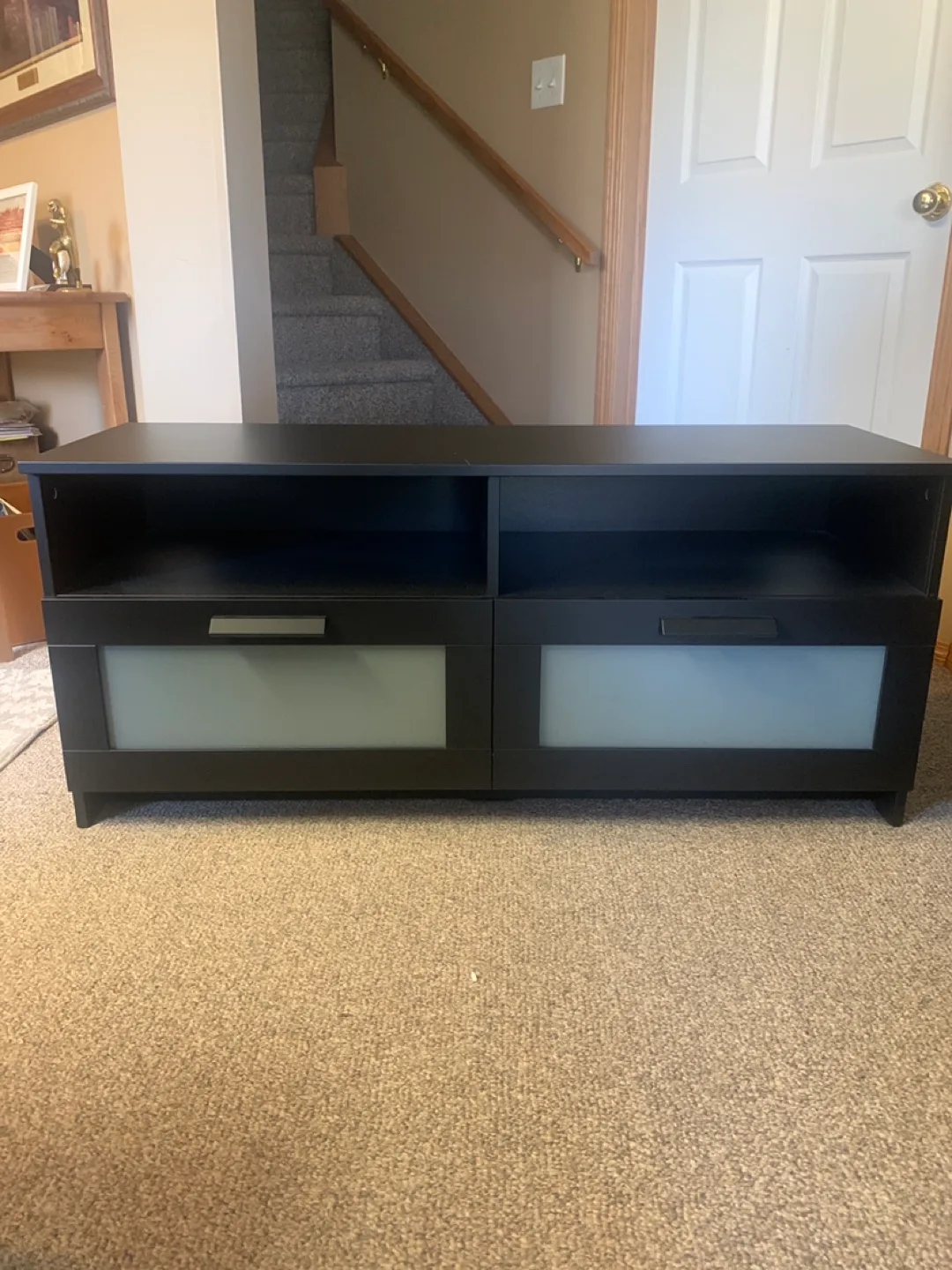 Black TV Stand with 2 Drawers thumbnail