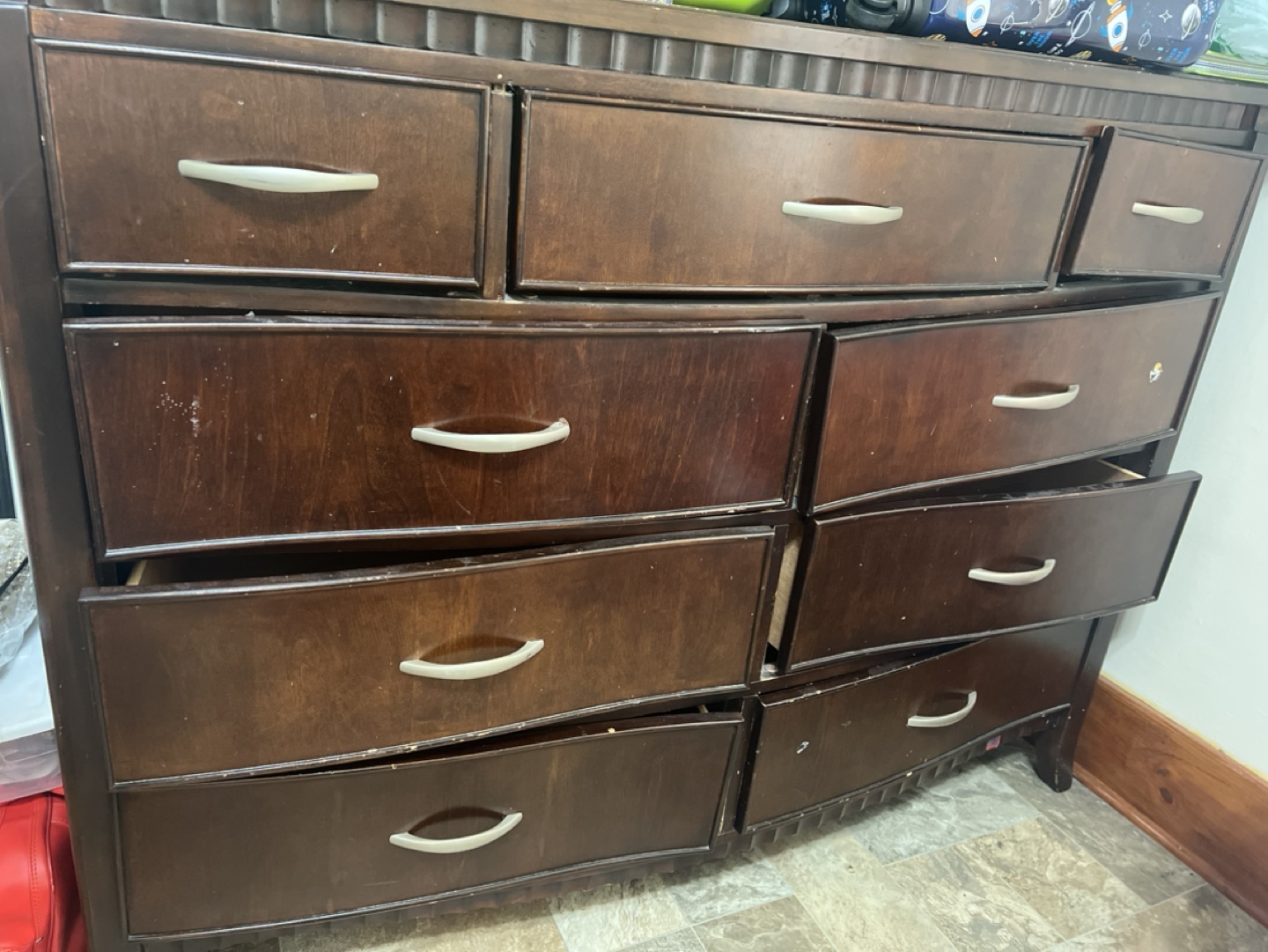 Dark Wood 6 Drawer Dresser