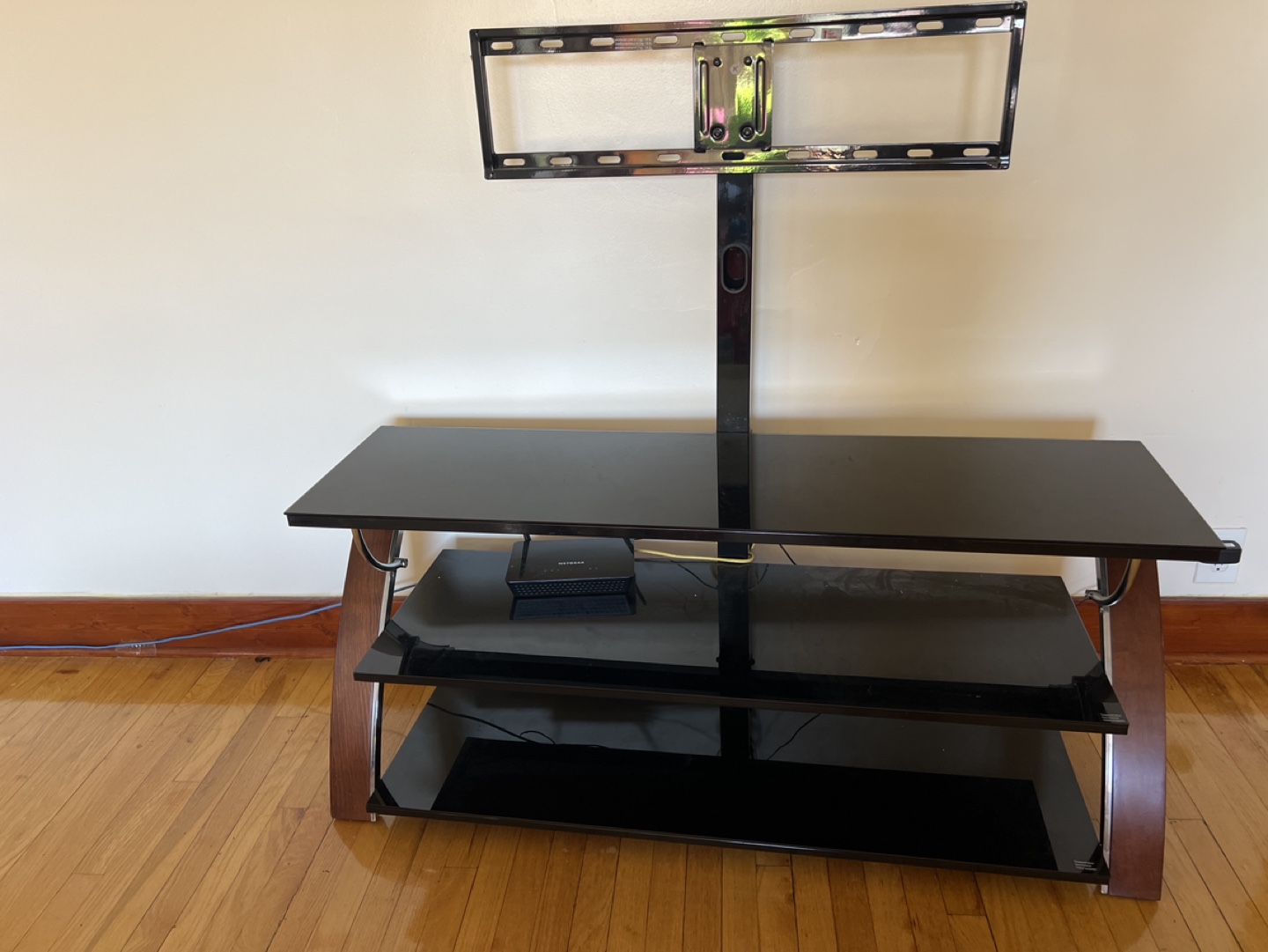 Black Glass TV Stand with Mount