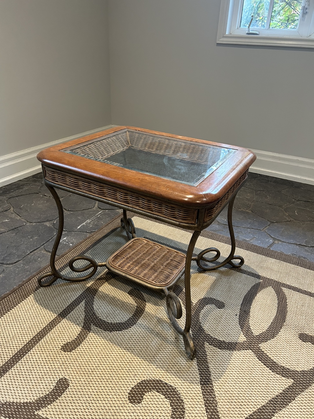Set of 3 Wicker End Tables and coffee table - photo 3