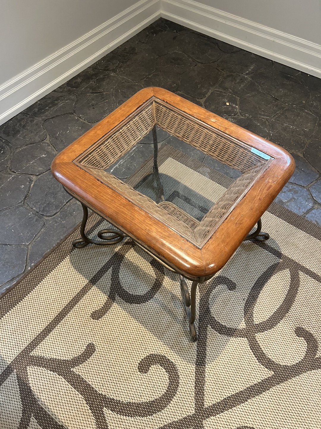 Set of 3 Wicker End Tables and coffee table - photo 2