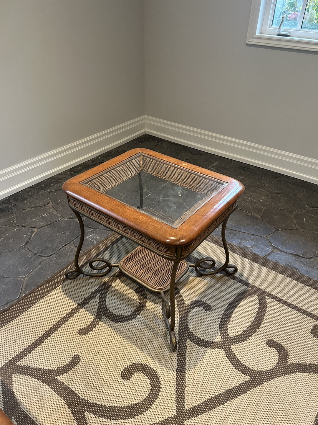 Set of 3 Wicker End Tables and coffee table - photo 4