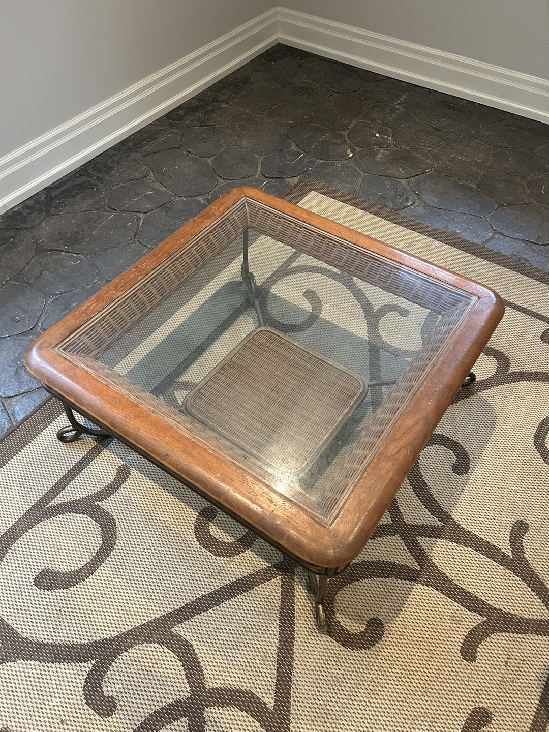Set of 3 Wicker End Tables and coffee table - photo 5