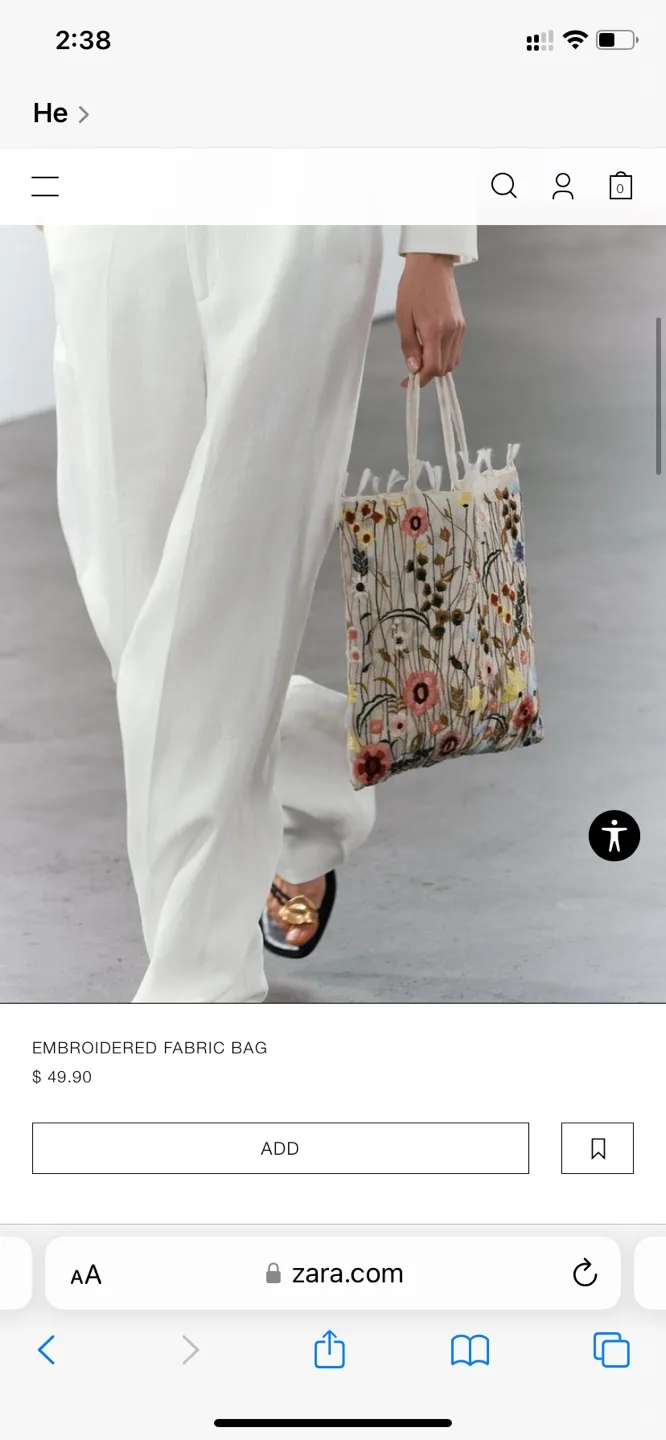 Zara Embroidered Floral tote Bag image indicator(4)