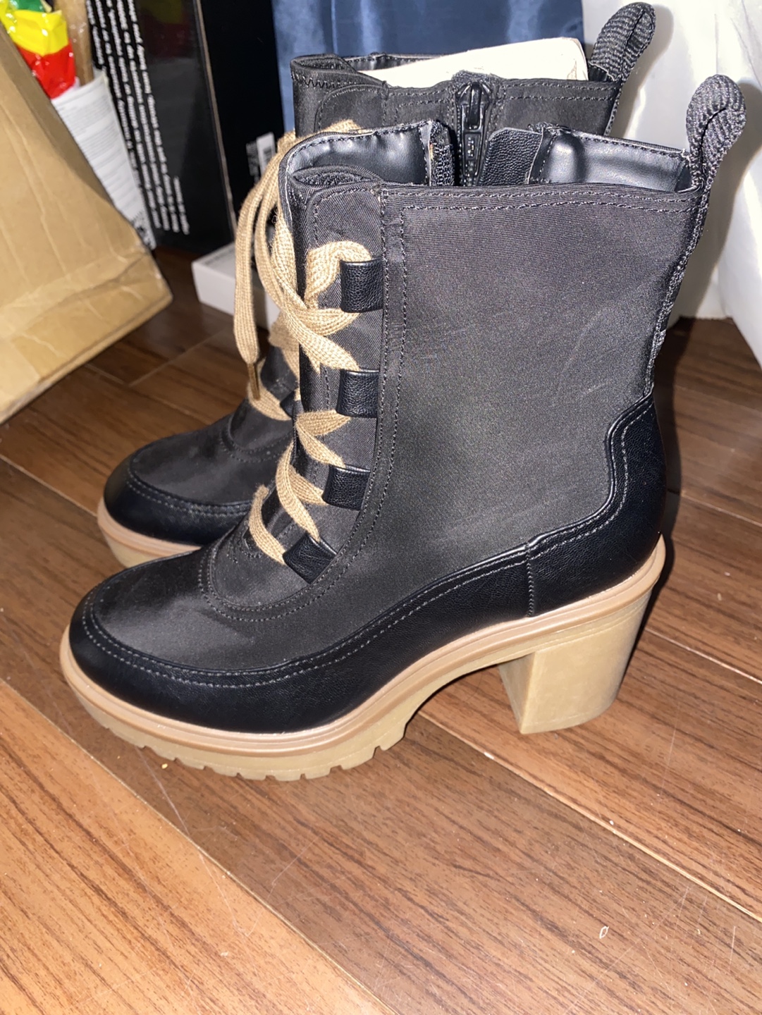 Black Lace-Up Platform Booties - photo 2