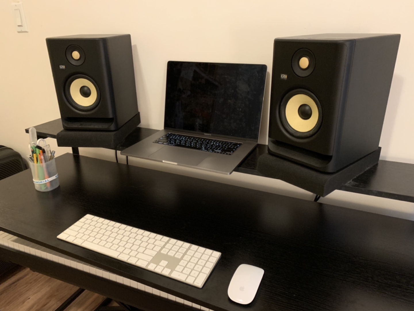 Black Desk with computer stand