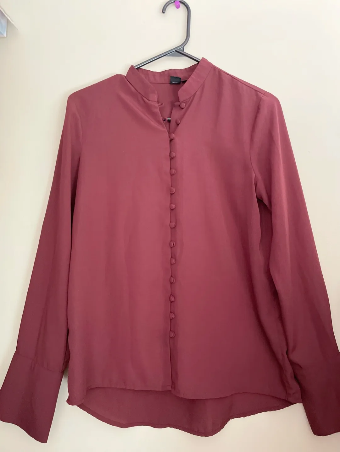 Burgundy Long Sleeve Blouse - XS thumbnail