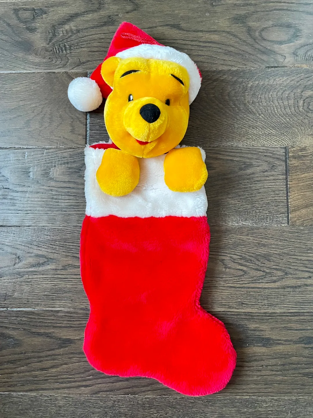 Disney 3D Winnie the Pooh Bear Christmas Stocking Plush thumbnail
