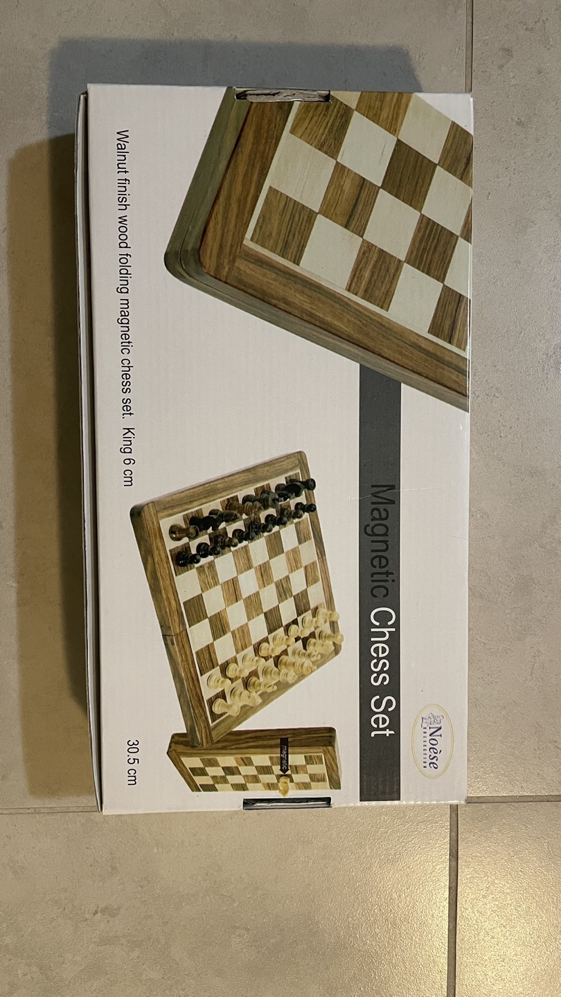 Magnetic Chess Set, Walnut Finish, Folding