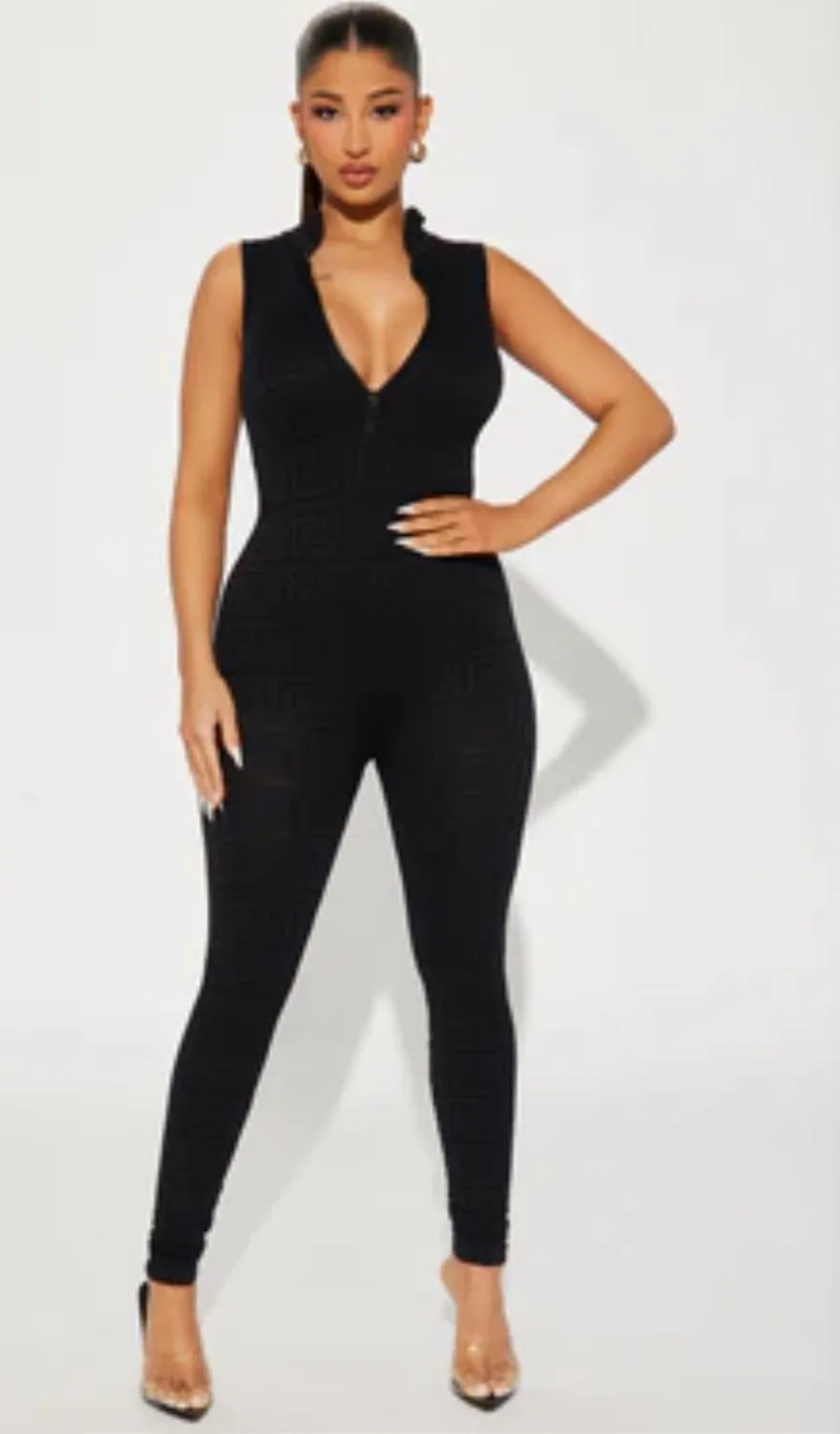 Fashion Nova Black Seamless Jumpsuit