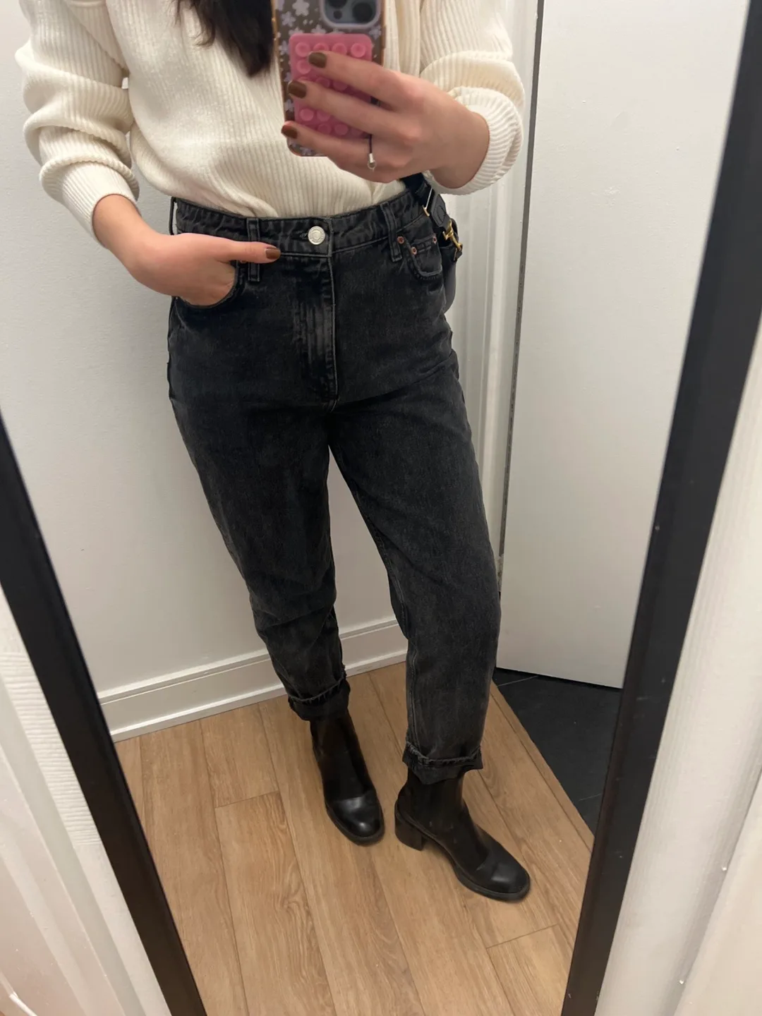 High waist Zara Black Mom Jeans thumbnail