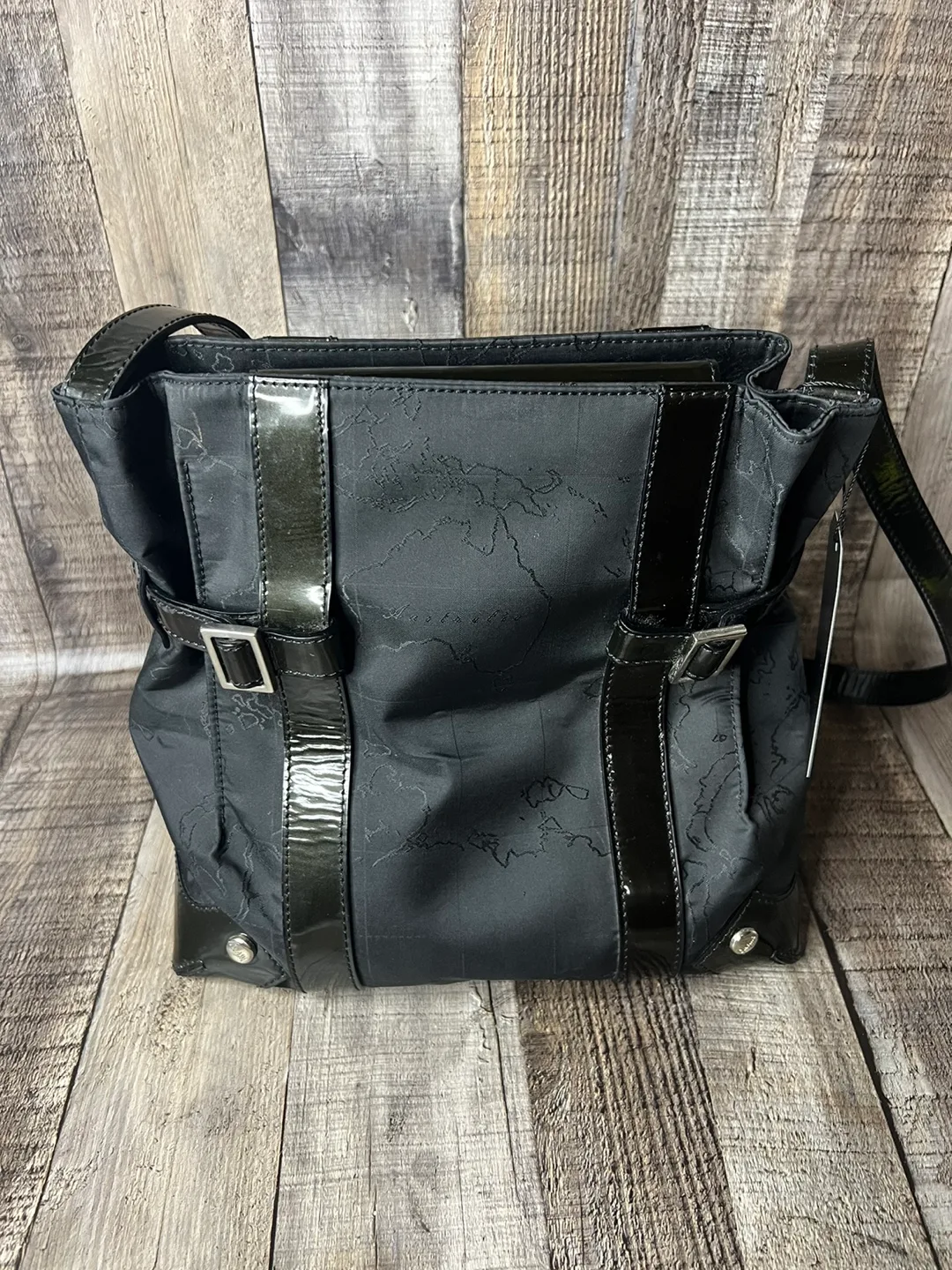 Alviero Martini Black World Map Shoulder Bag thumbnail
