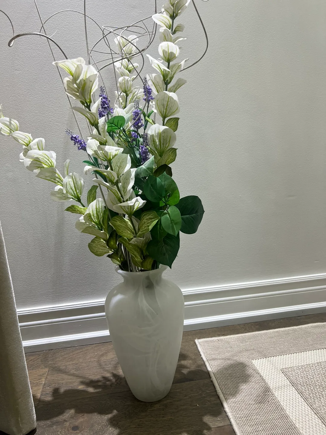 White Vase with Artificial Flowers thumbnail