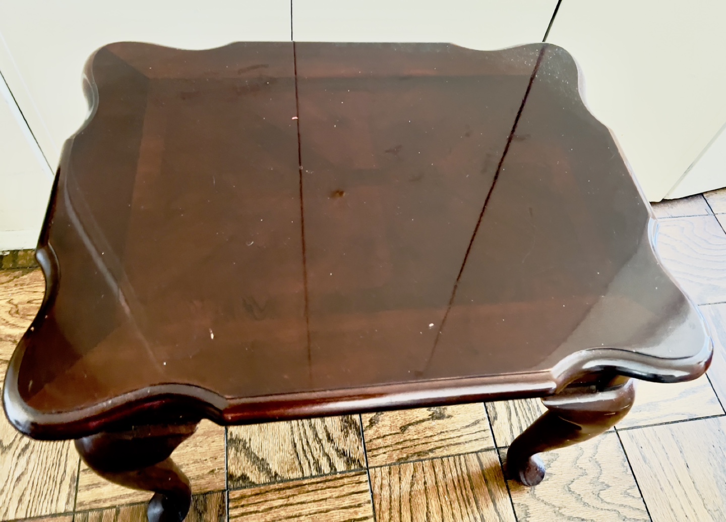 Small Wood End Table with Glass Top - photo 3