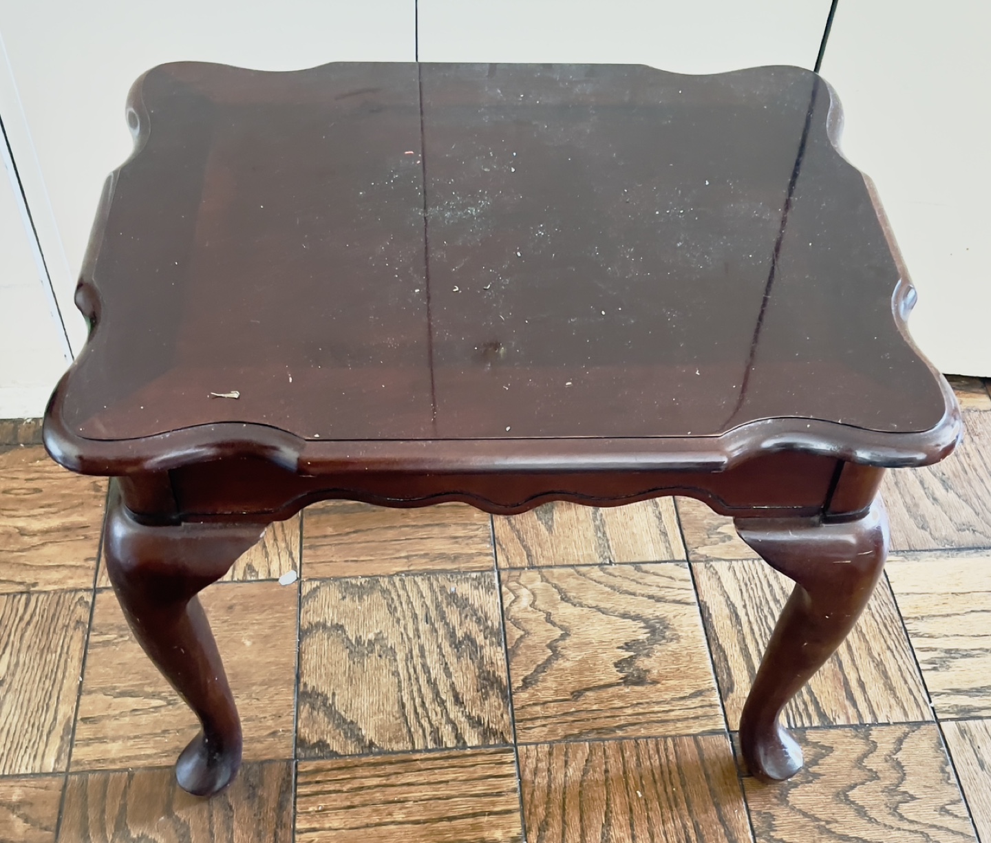 Small Wood End Table with Glass Top - photo 2