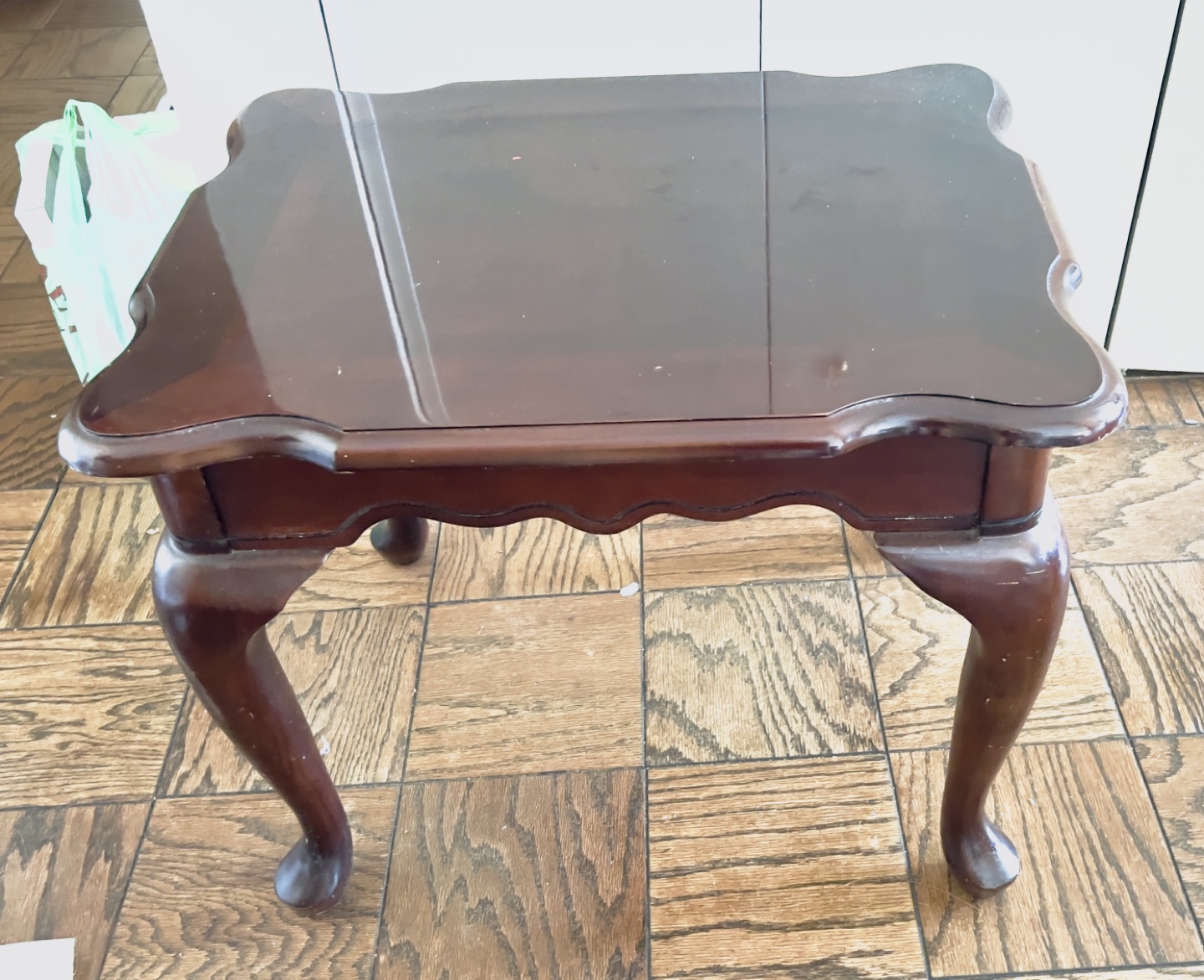 Small Wood End Table with Glass Top - photo 5