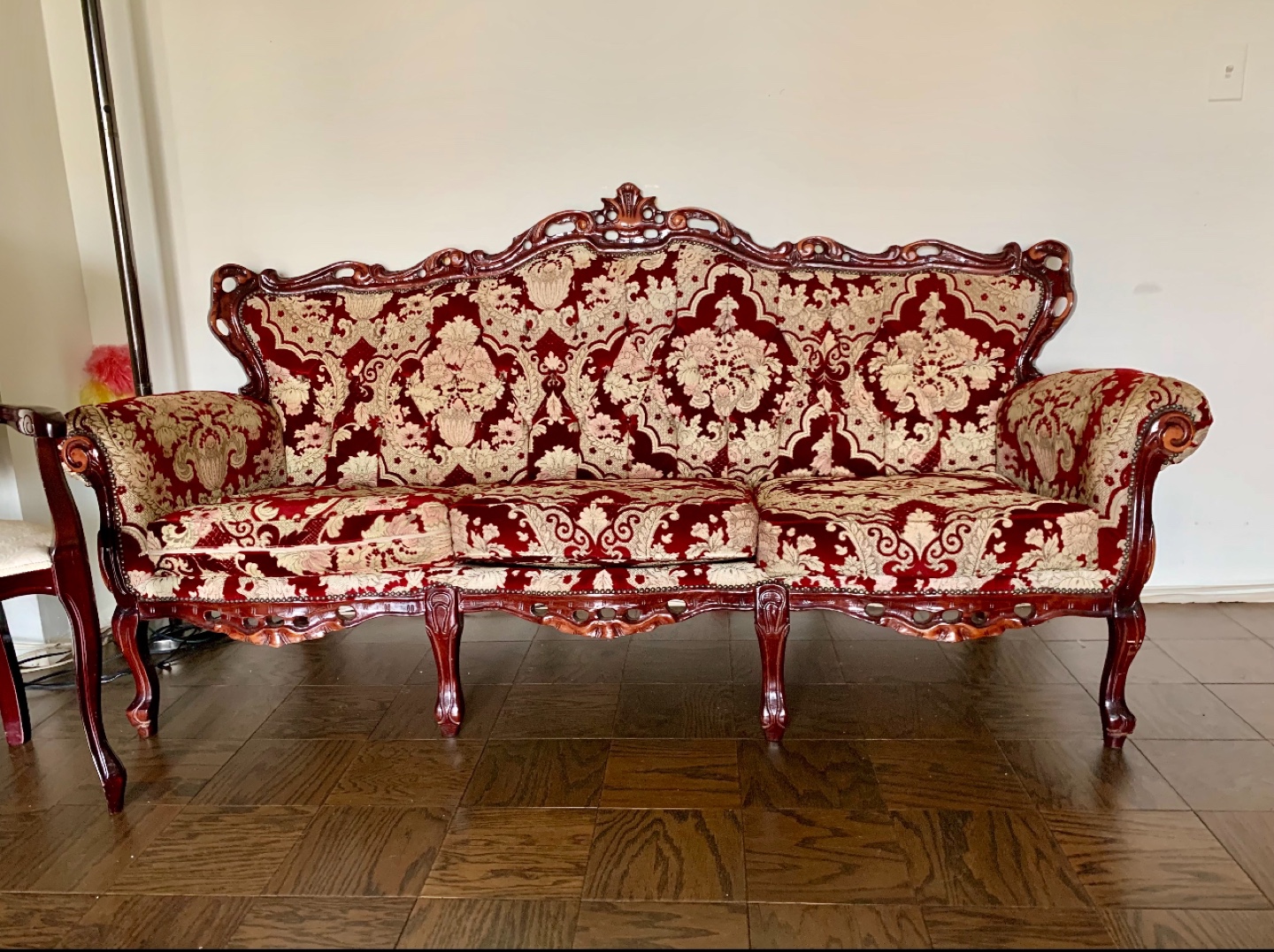 Vintage Red Velvet Sofa Set - photo 2