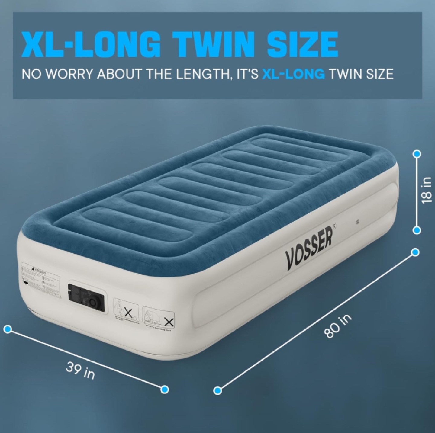 Vosser 18” Air Mattress with Built-in Pump-Twin  - Brand New - photo 2