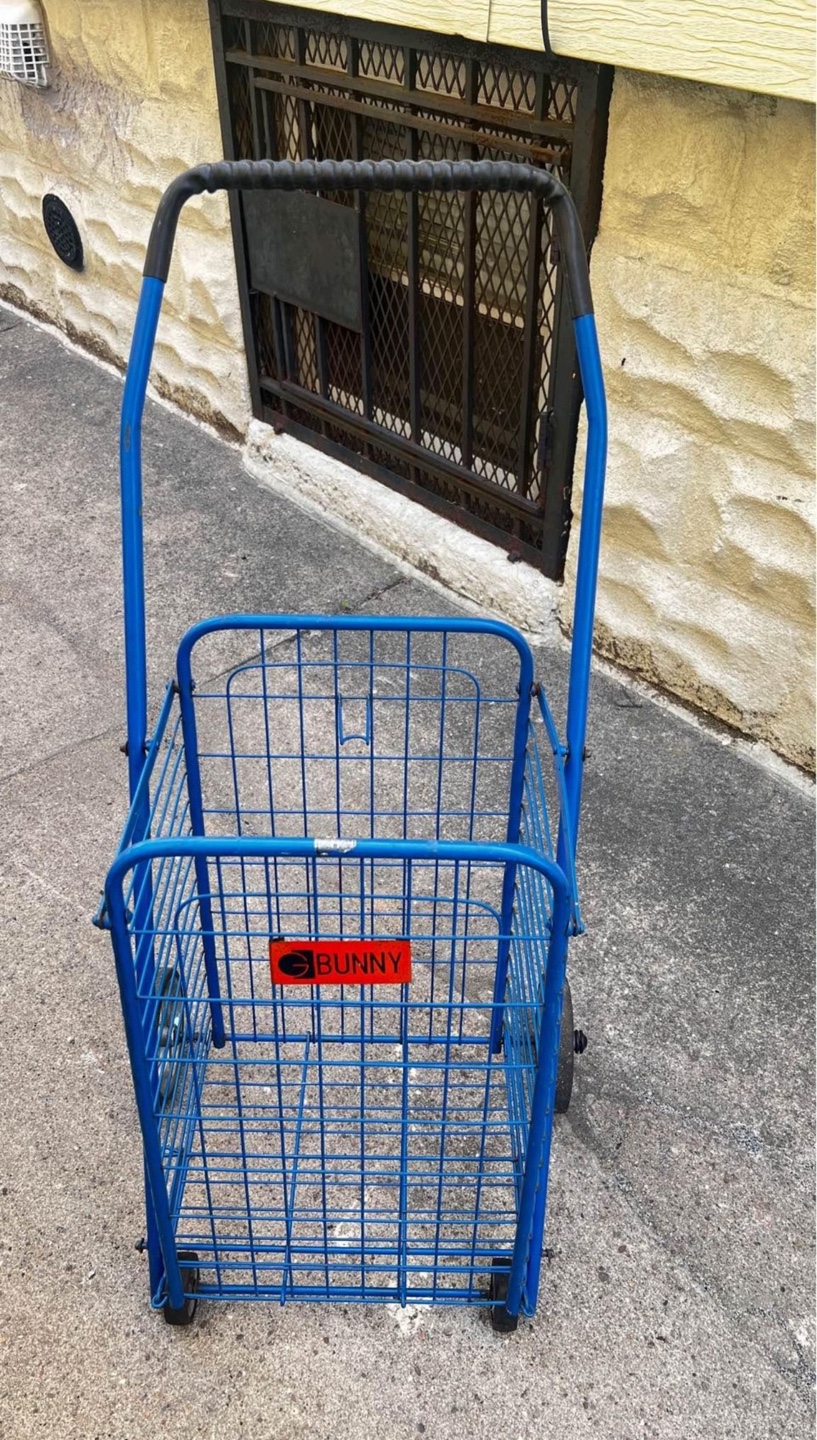 Blue Metal Shopping Cart