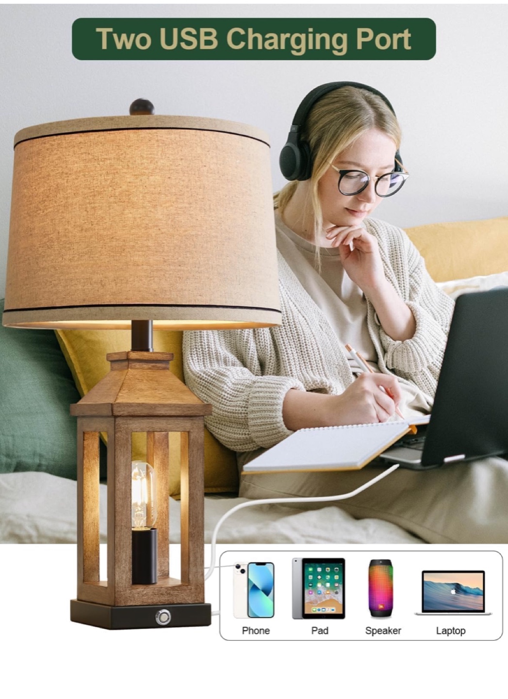 23.5” Farmhouse Dimmable Table Lamps - New - photo 3
