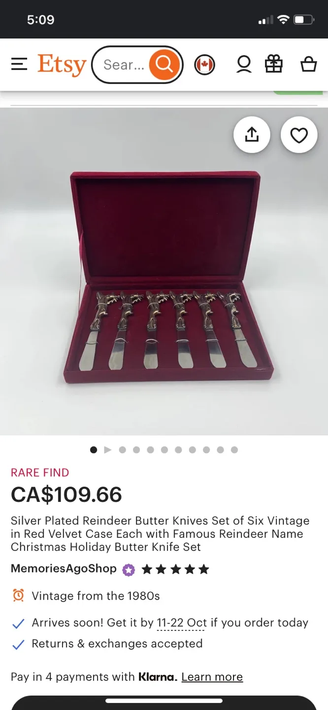 Vintage Silver-Plated Reindeer Butter Knives Set of Six image indicator(4)