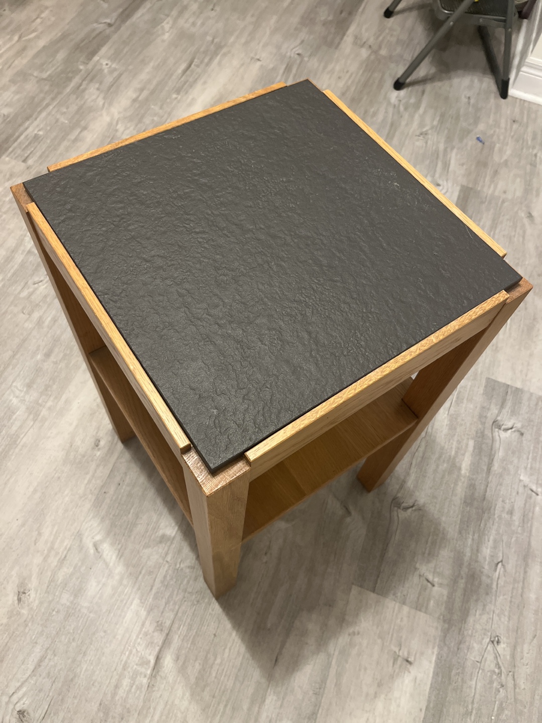 Small Wooden End Table with Slate Top - photo 3