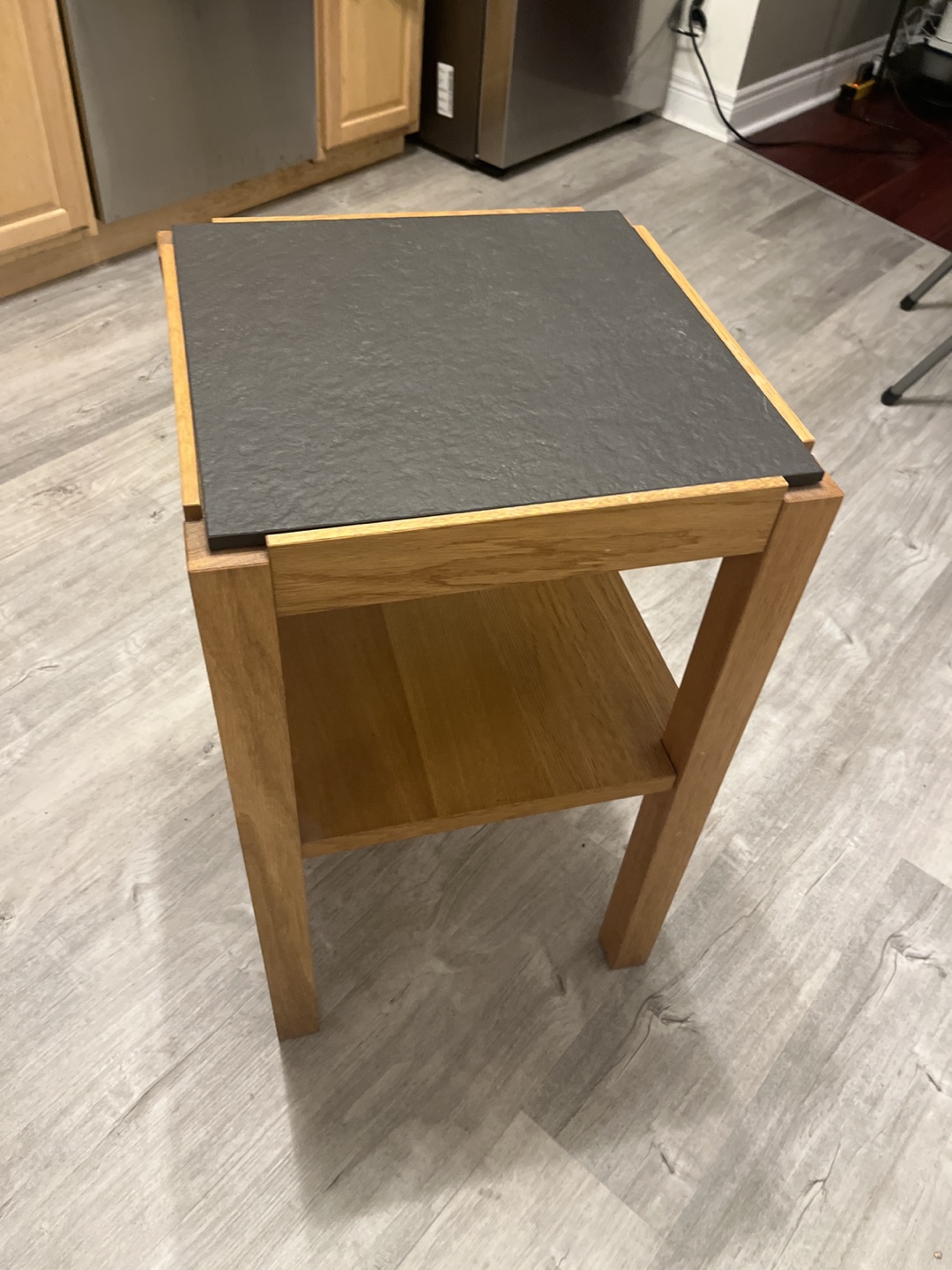 Small Wooden End Table with Slate Top - photo 2