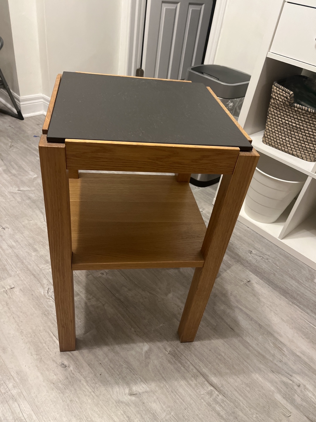 Small Wooden End Table with Slate Top